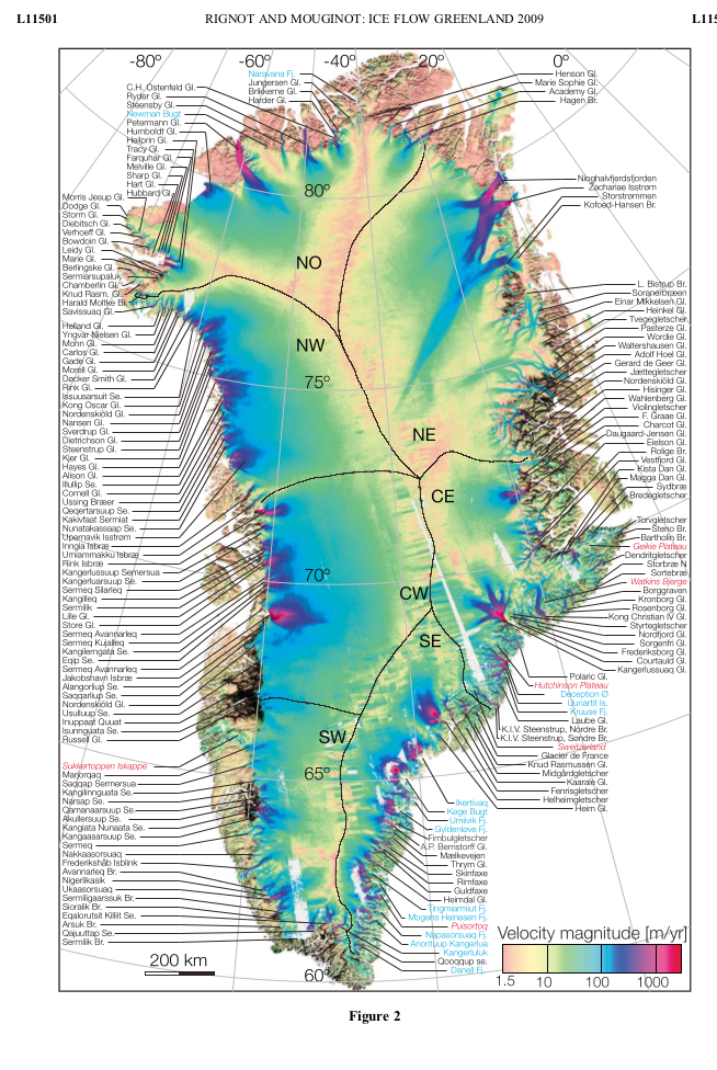 Ice velocity map of Greenland
